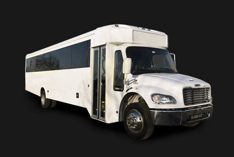 white 32 passenger party bus