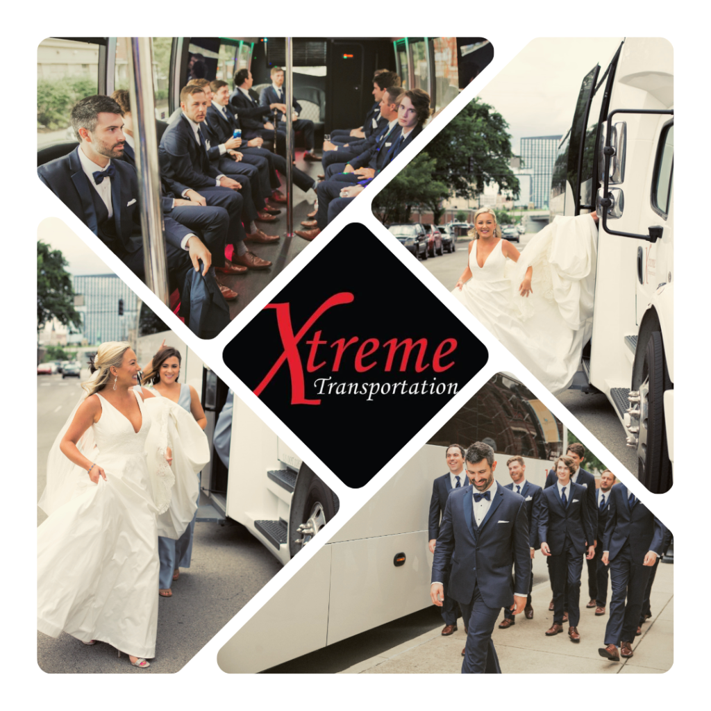 Collage of Xtreme wedding transport pictures.